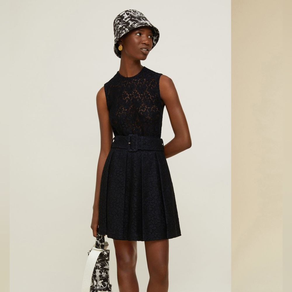 Patou Pleated Mini Dress‎ Eco Lace Night Blue 42